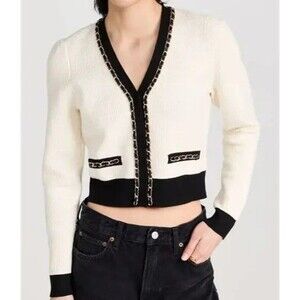 GENERATION LOVE WOMEN'S VICTORIA CHAIN CARDIGAN CREAM BLACK NWT SZ M $265